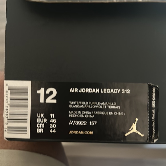 Nike Air Jordan Legacy 312 White/Field Purple-Amarillo - Picture 9 of 9